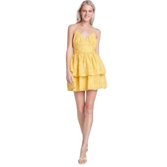 Wild Fable Gold Fit And Flare Tiered Dress, Size M, NWT - Picture 2 of 11